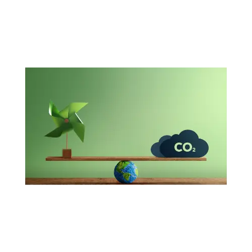 Illustration weighing wind power against carbon emissions